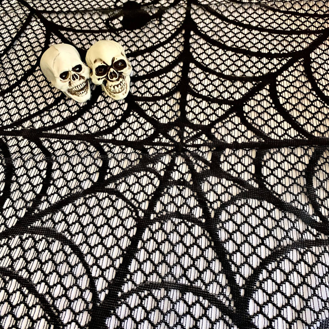 Halloween Spider Web Tablecloth Lace Design Realistic Create Scary Atmosphere Round Tablecloth Home Decoration Image 10