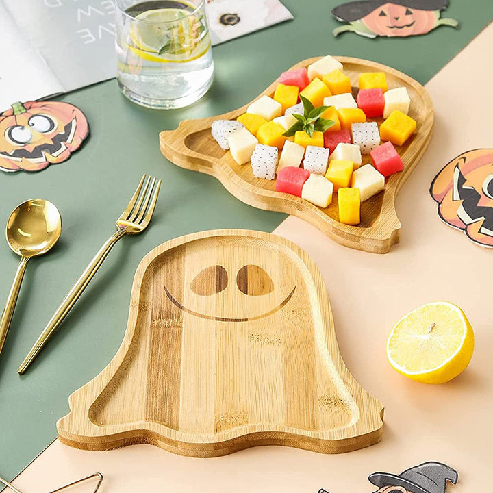 Halloween Pumpkin Ghost Wood Plate Cheese Bread Charcuterie Meat Cheese Appetizer Food Serving Dinner Dish Tray Kitchen Image 3