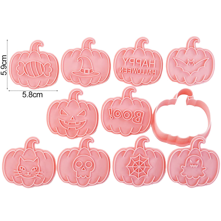 10Pcs Halloween Biscuit Cutter Food Grade Easy Release Press DIY Pumpkin Ghost Skull Witch Hat Cookie Maker Mold Kit Image 6