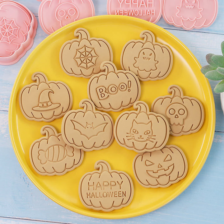 10Pcs Halloween Biscuit Cutter Food Grade Easy Release Press DIY Pumpkin Ghost Skull Witch Hat Cookie Maker Mold Kit Image 7