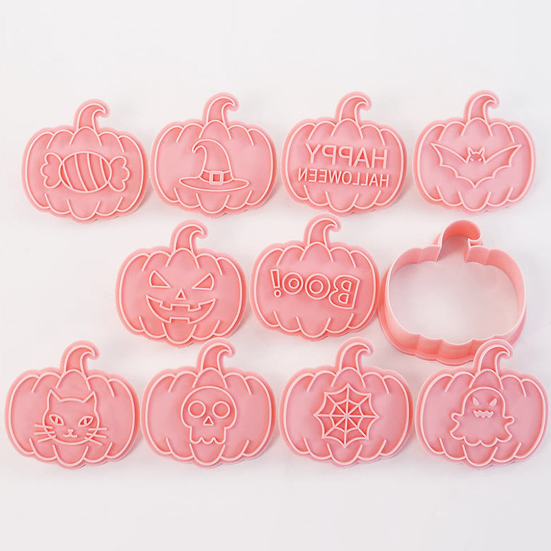 10Pcs Halloween Biscuit Cutter Food Grade Easy Release Press DIY Pumpkin Ghost Skull Witch Hat Cookie Maker Mold Kit Image 9