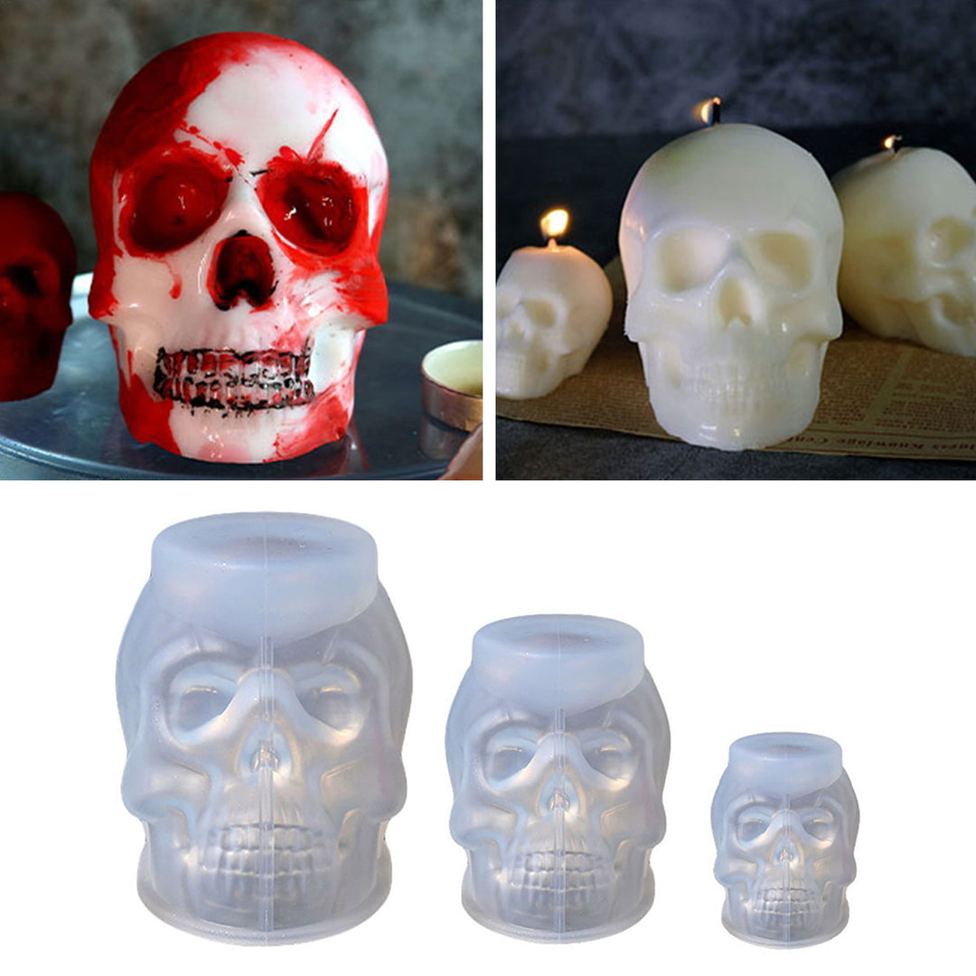 Halloween 3D Skull Resin Mold DIY Craft Epoxy Clay Candle Wax Resin Casting Silicone Scar Skull Decoration Silicone Mold Image 1