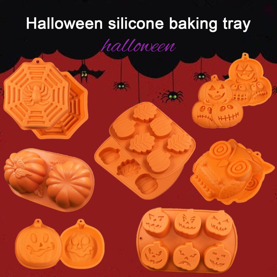 Halloween Baking Mold Pumpkin Spider Owl Skull Shape Non-stick Dishwasher Safe Chocolate Candy Cake Jelly Mold Kitchen Image 1