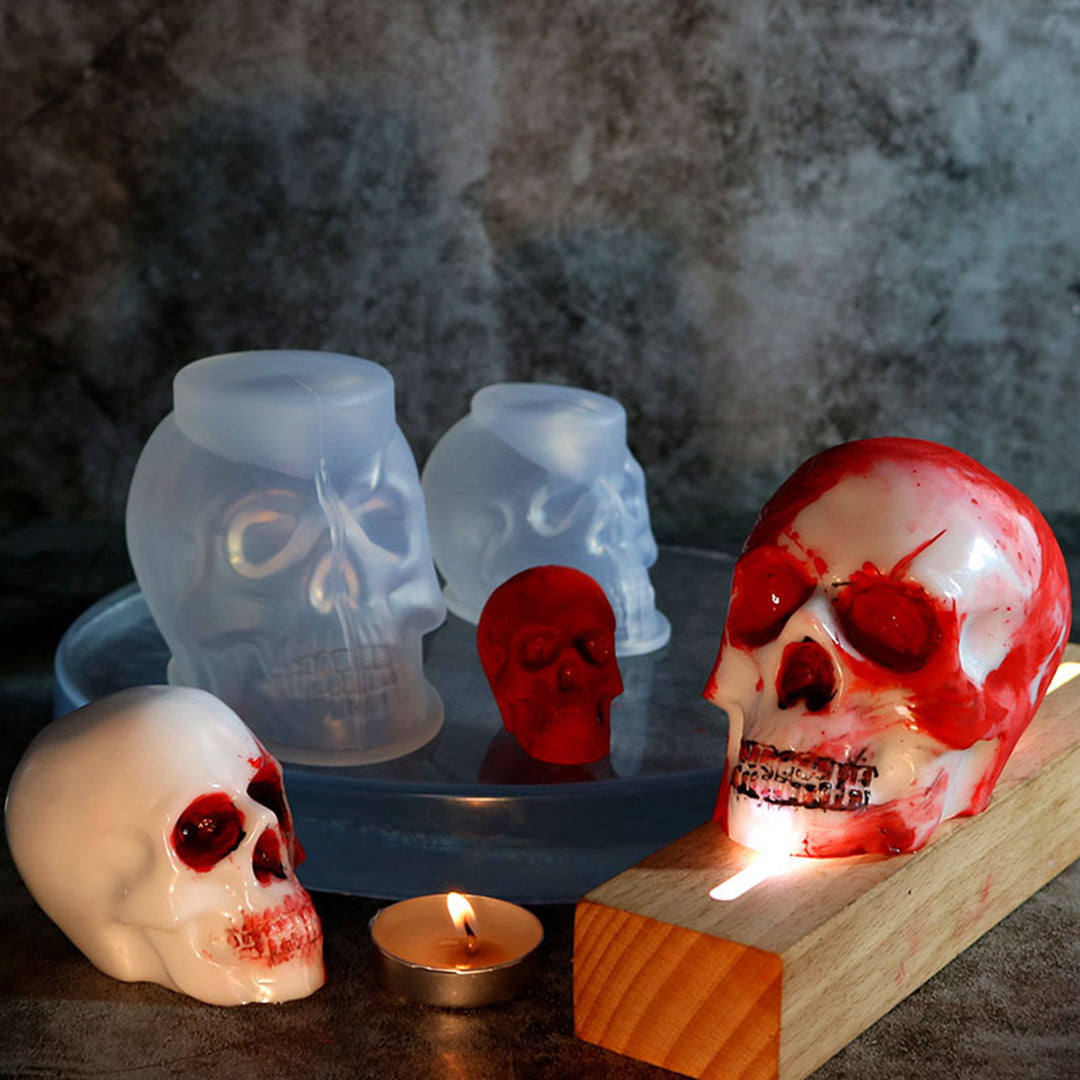 Halloween 3D Skull Resin Mold DIY Craft Epoxy Clay Candle Wax Resin Casting Silicone Scar Skull Decoration Silicone Mold Image 4