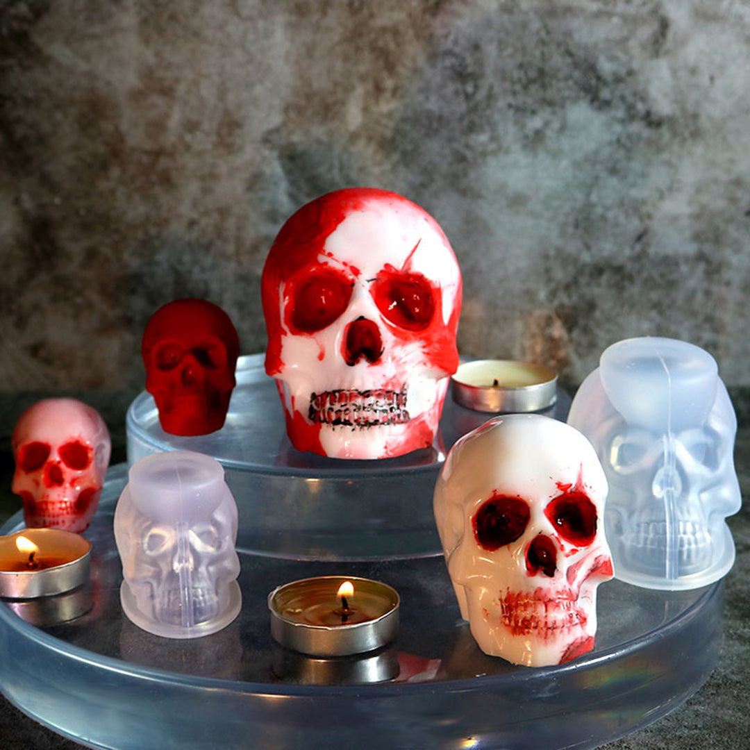 Halloween 3D Skull Resin Mold DIY Craft Epoxy Clay Candle Wax Resin Casting Silicone Scar Skull Decoration Silicone Mold Image 10