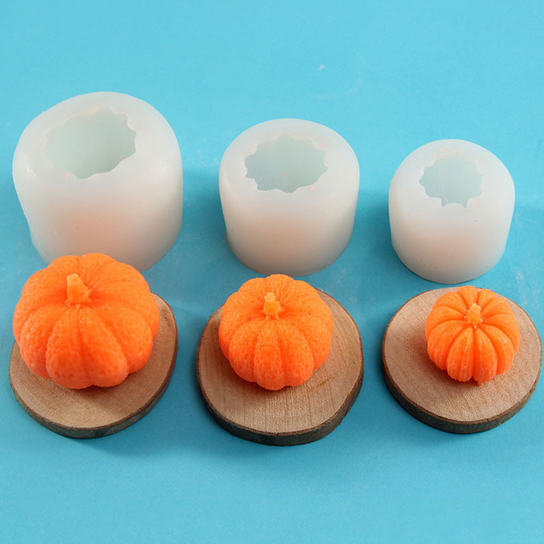 3Pcs Candle Mold Flexible Silicone Pumpkin Mold DIY Soap Mold for Halloween Thanksgiving Decorations Image 9