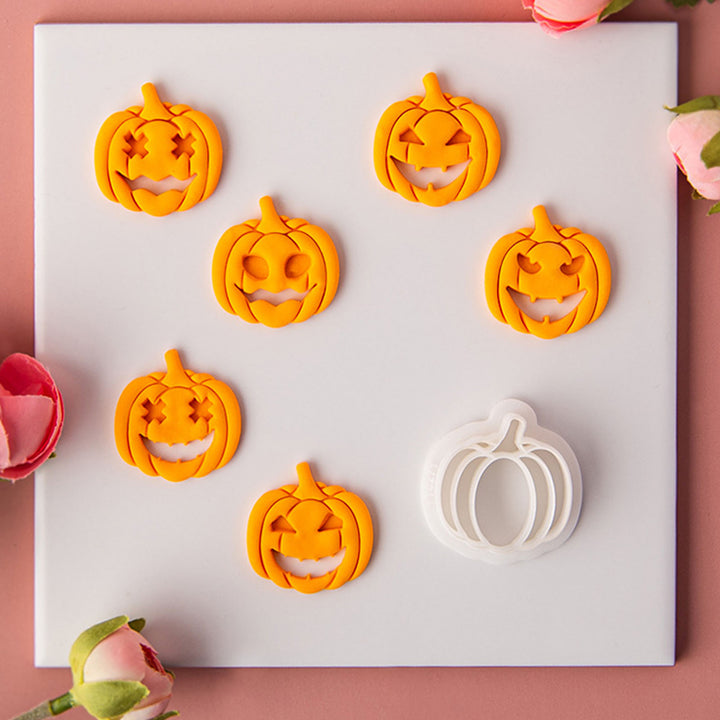 1 Set Halloween Pumpkin Cutter Mold Funny Expression Earrings Pendant Keychain 3D Cookie DIY Craft Polymer Clay Stamper Image 10