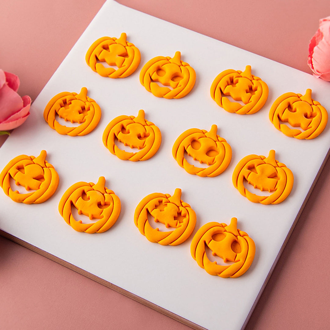 1 Set Halloween Pumpkin Cutter Mold Funny Expression Earrings Pendant Keychain 3D Cookie DIY Craft Polymer Clay Stamper Image 11