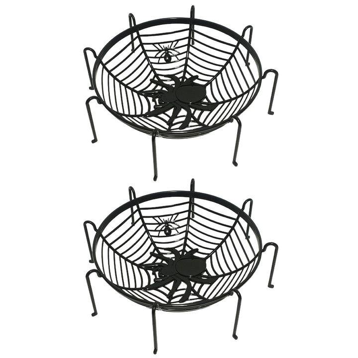 2Pcs Spider Web Candy Baskets Fruit Plates Large Capacity Bright Color Not Easily Deformed Halloween Party Plates Image 2