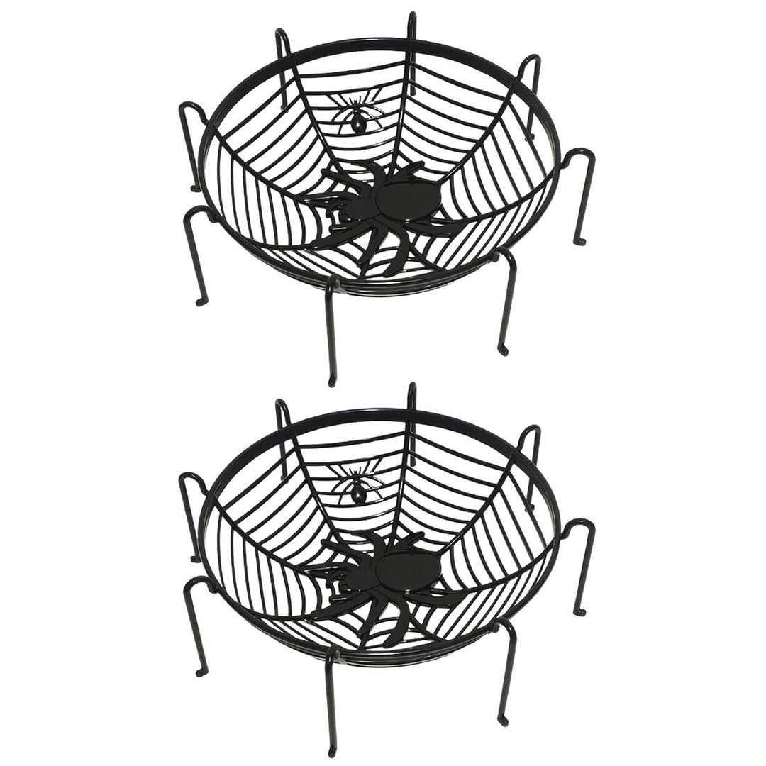 2Pcs Spider Web Candy Baskets Fruit Plates Large Capacity Bright Color Not Easily Deformed Halloween Party Plates Image 1