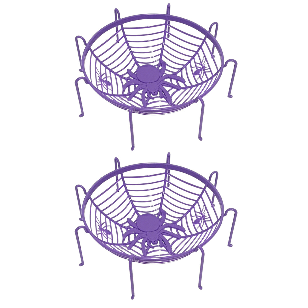 2Pcs Spider Web Candy Baskets Fruit Plates Large Capacity Bright Color Not Easily Deformed Halloween Party Plates Image 3