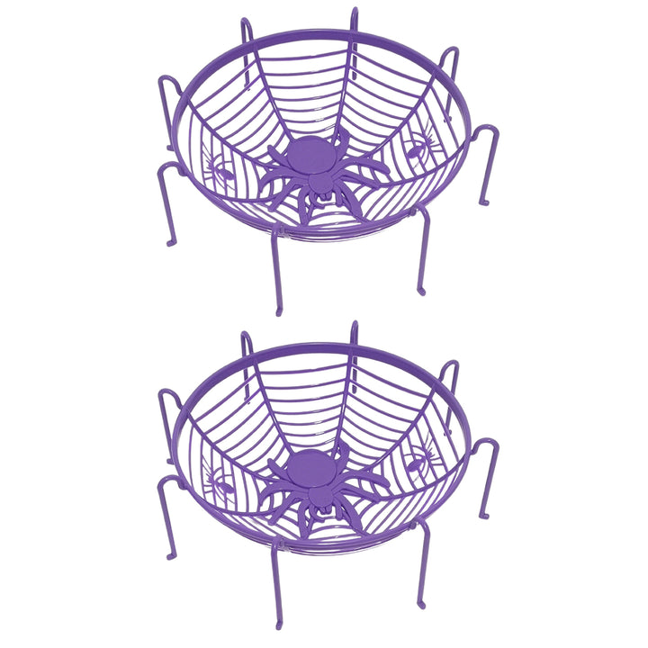 2Pcs Spider Web Candy Baskets Fruit Plates Large Capacity Bright Color Not Easily Deformed Halloween Party Plates Image 3