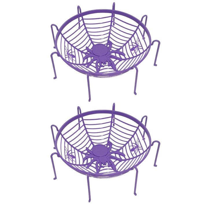 2Pcs Spider Web Candy Baskets Fruit Plates Large Capacity Bright Color Not Easily Deformed Halloween Party Plates Image 1