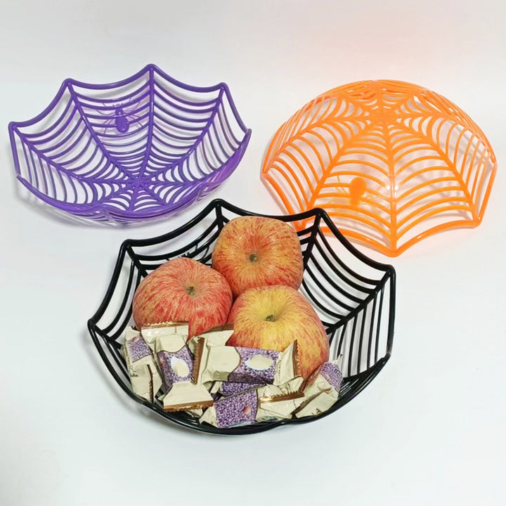 2Pcs Spider Web Candy Baskets Fruit Plates Large Capacity Bright Color Not Easily Deformed Halloween Party Plates Image 7