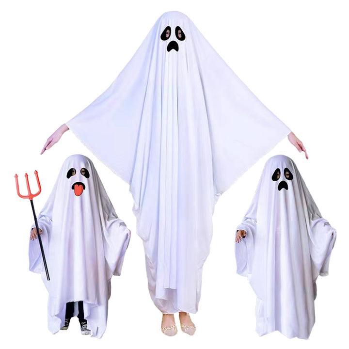 Kids Ghost Cloak Halloween Fancy Dress Ghost Cosplay Prop Spooky Trick-or-Treating Smiling Ghost Robe Party Costume Image 1