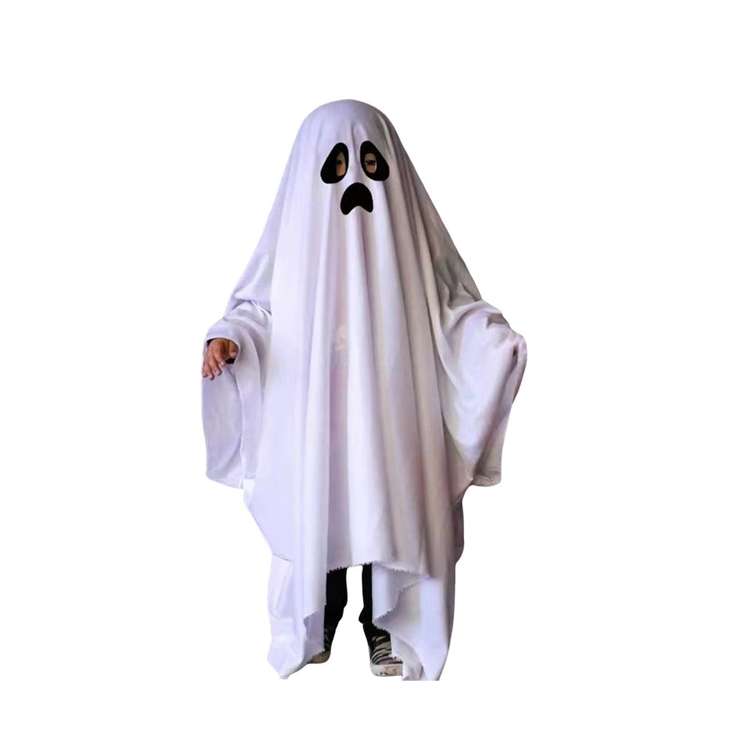 Kids Ghost Cloak Halloween Fancy Dress Ghost Cosplay Prop Spooky Trick-or-Treating Smiling Ghost Robe Party Costume Image 2