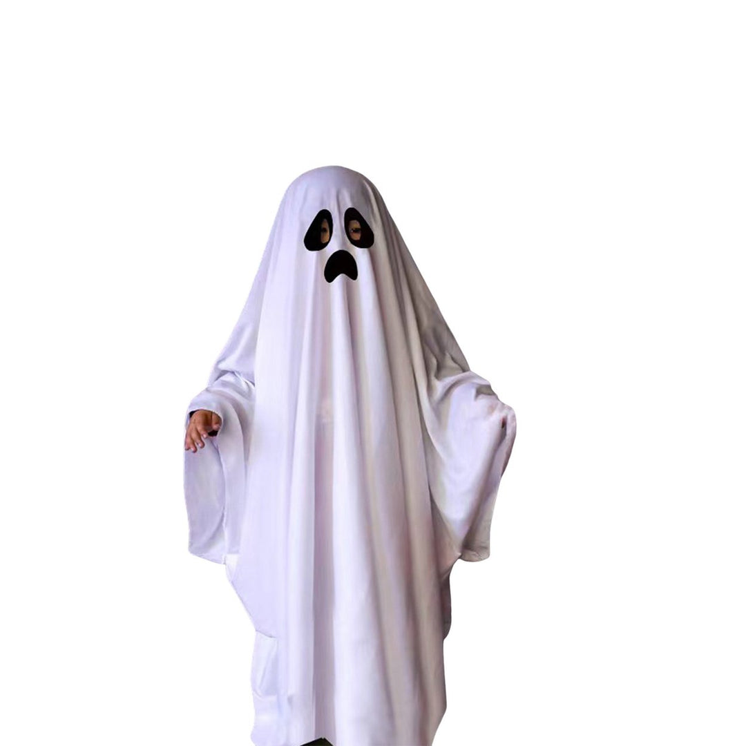 Kids Ghost Cloak Halloween Fancy Dress Ghost Cosplay Prop Spooky Trick-or-Treating Smiling Ghost Robe Party Costume Image 4