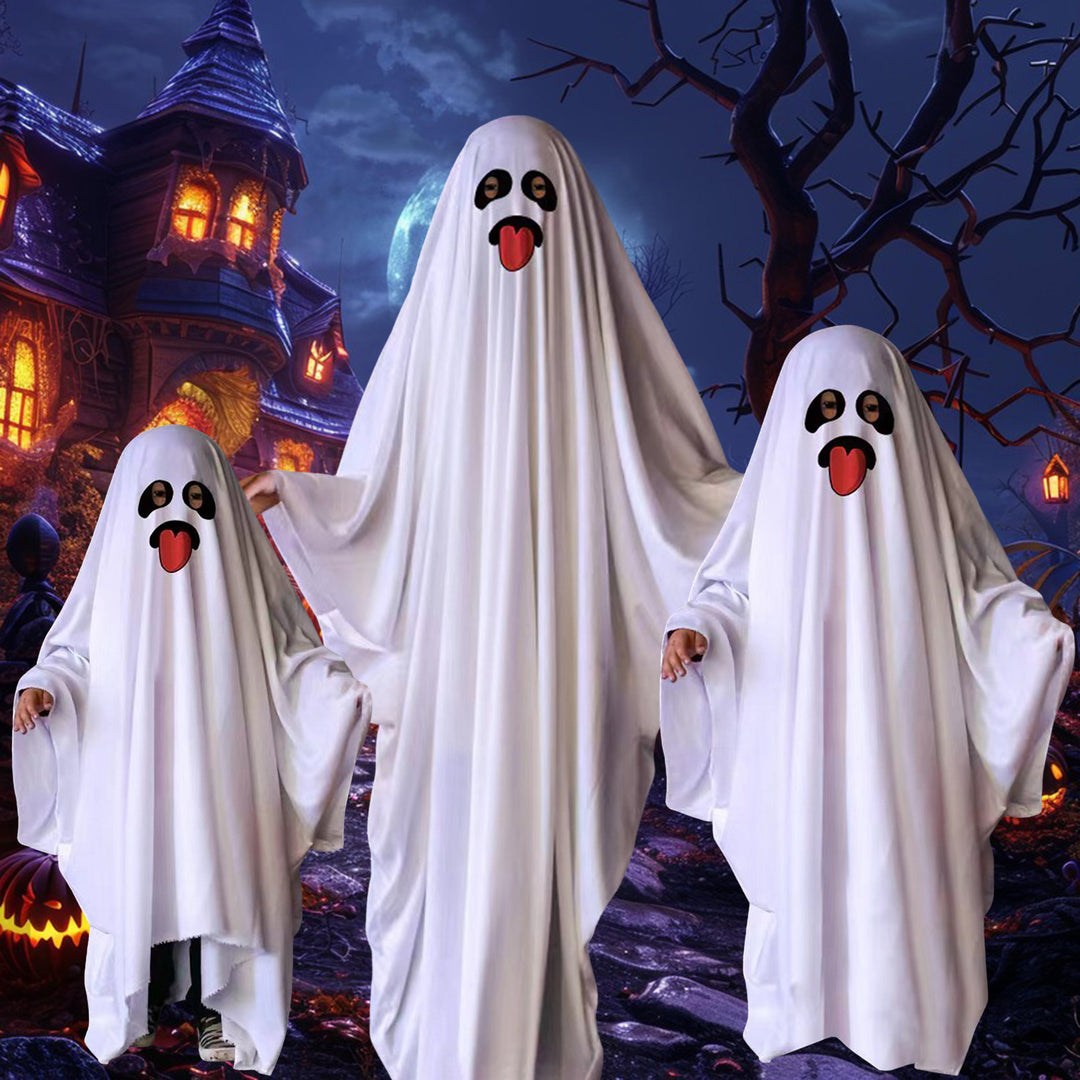 Kids Ghost Cloak Halloween Fancy Dress Ghost Cosplay Prop Spooky Trick-or-Treating Smiling Ghost Robe Party Costume Image 11