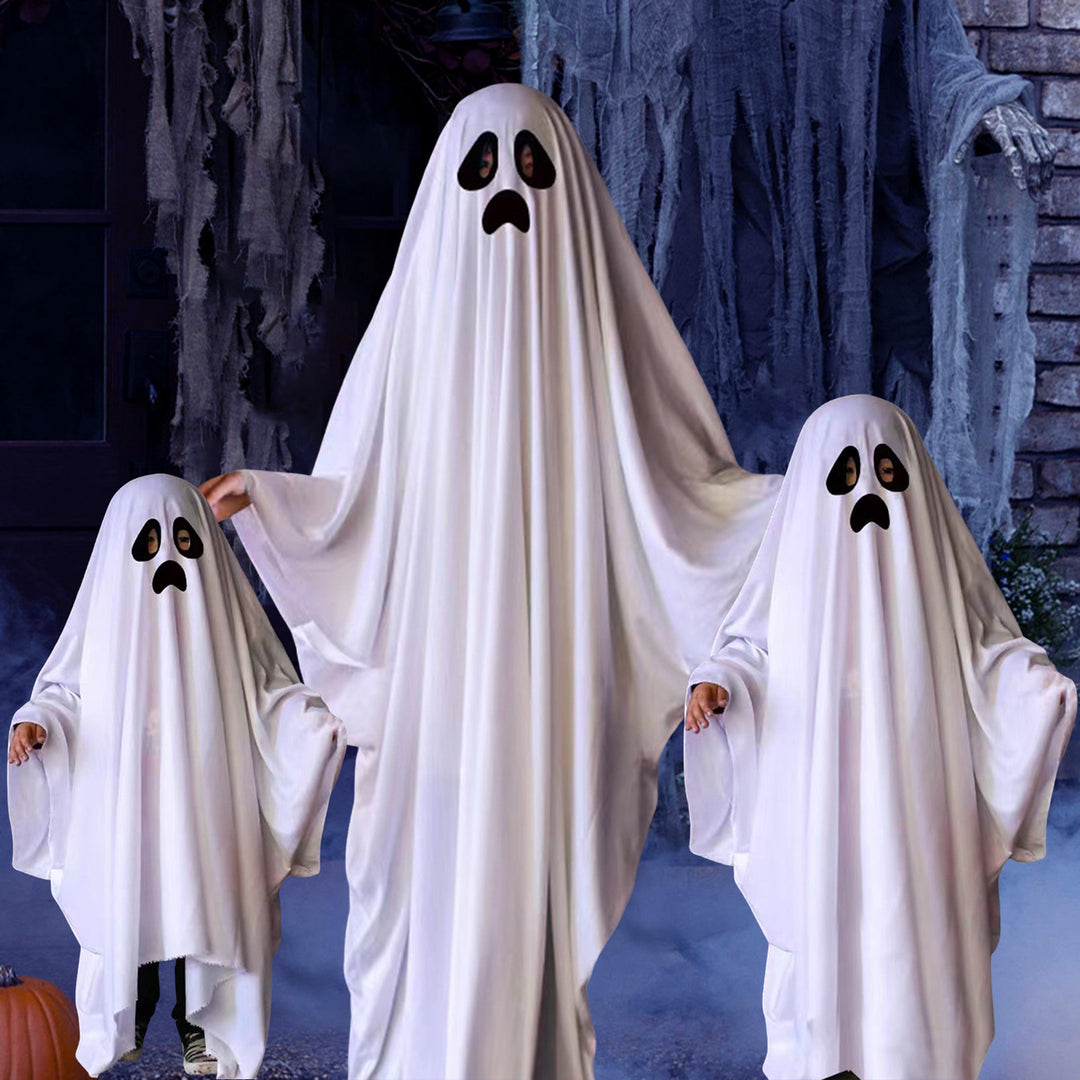 Kids Ghost Cloak Halloween Fancy Dress Ghost Cosplay Prop Spooky Trick-or-Treating Smiling Ghost Robe Party Costume Image 12