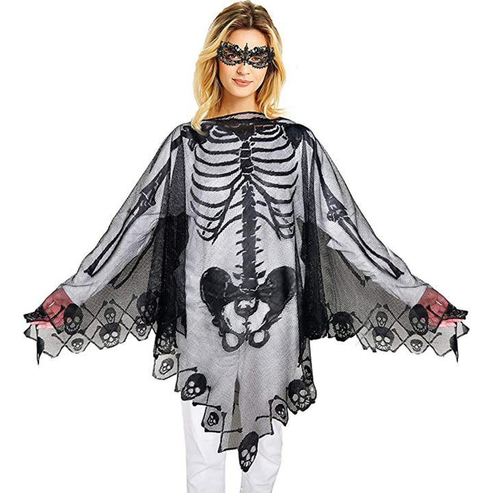 Halloween Cloak Long Party Cape Skull Skeleton Body Costume Festive Atmosphere Enhancer Dark-themed Party Accessory Image 4