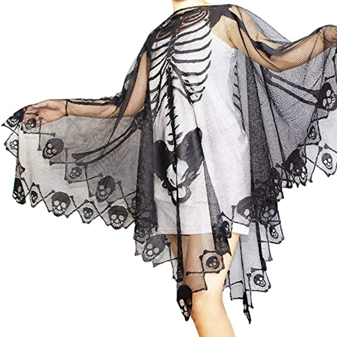 Halloween Cloak Long Party Cape Skull Skeleton Body Costume Festive Atmosphere Enhancer Dark-themed Party Accessory Image 6