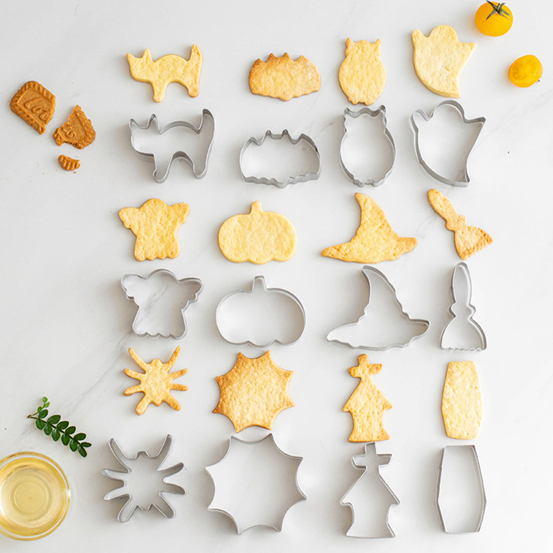 12/24 Pcs Halloween Cookie Cutter Set Stainless Steel Cookie Cutter Easy Release Baking Mold for Cakes Biscuits Image 1