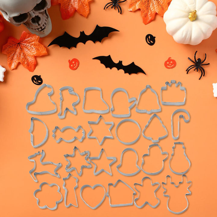 12/24 Pcs Halloween Cookie Cutter Set Stainless Steel Cookie Cutter Easy Release Baking Mold for Cakes Biscuits Image 2