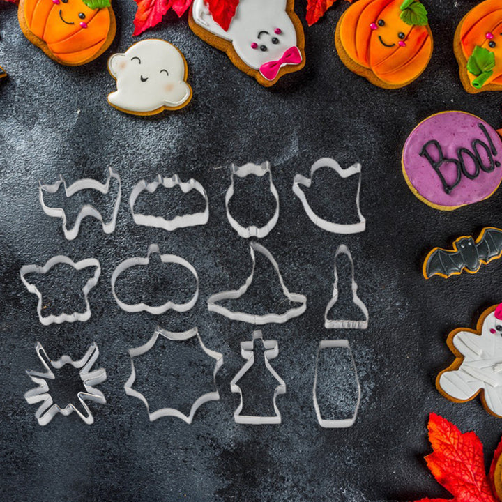 12/24 Pcs Halloween Cookie Cutter Set Stainless Steel Cookie Cutter Easy Release Baking Mold for Cakes Biscuits Image 3