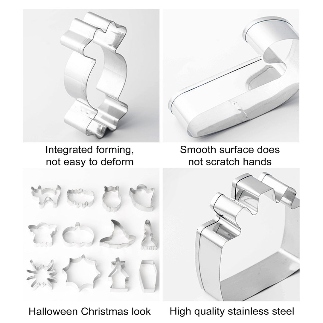 12/24 Pcs Halloween Cookie Cutter Set Stainless Steel Cookie Cutter Easy Release Baking Mold for Cakes Biscuits Image 12