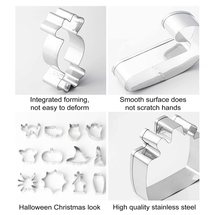 12/24 Pcs Halloween Cookie Cutter Set Stainless Steel Cookie Cutter Easy Release Baking Mold for Cakes Biscuits Image 12