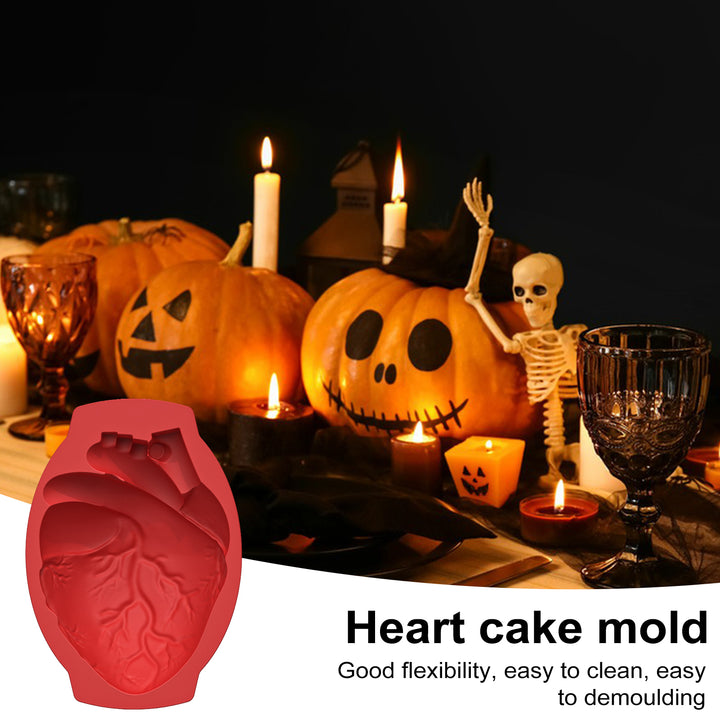 Halloween Silicone Cake Mold Realistic Human Heart Shape Reusable Easy to Clean DIY Baking Tools for Cookies Chocolates Image 4