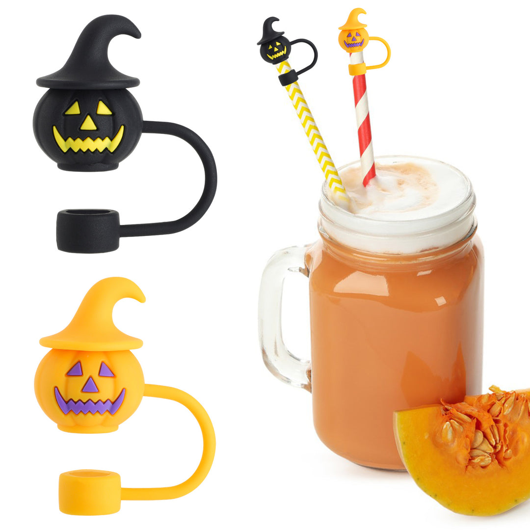 4Pcs Silicone Straw Covers Ghost Pumpkin Straw Cap Toppers Reusable Straws Tip Lids for Tumblers Halloween Mug Image 3