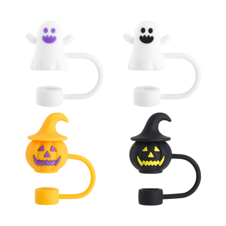 4Pcs Silicone Straw Covers Ghost Pumpkin Straw Cap Toppers Reusable Straws Tip Lids for Tumblers Halloween Mug Image 4