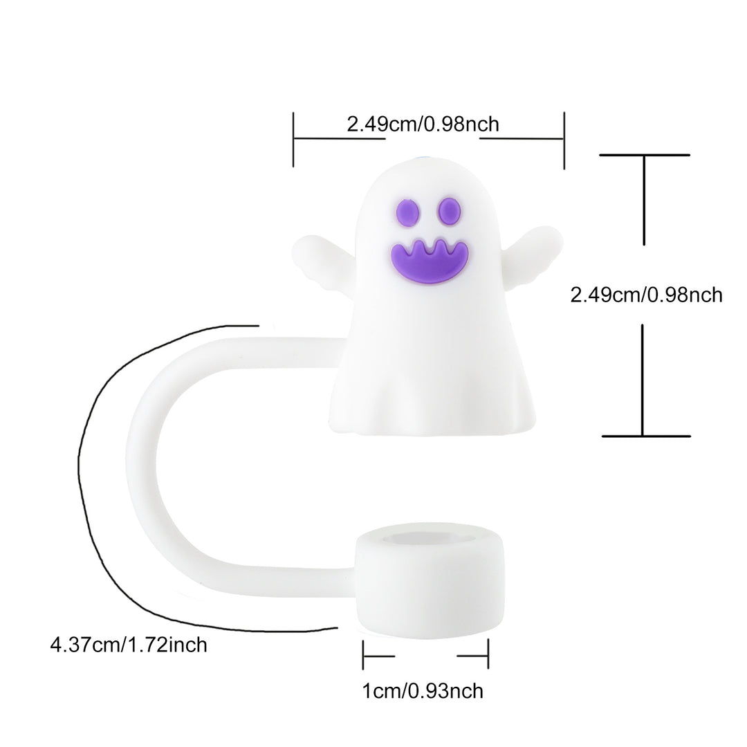 4Pcs Silicone Straw Covers Ghost Pumpkin Straw Cap Toppers Reusable Straws Tip Lids for Tumblers Halloween Mug Image 6