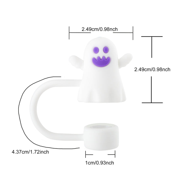 4Pcs Silicone Straw Covers Ghost Pumpkin Straw Cap Toppers Reusable Straws Tip Lids for Tumblers Halloween Mug Image 6