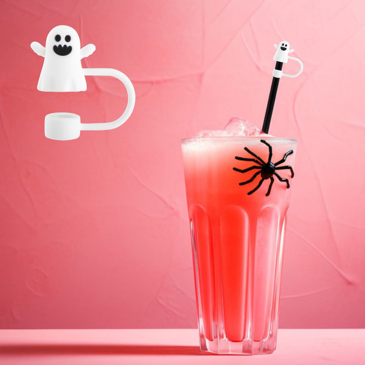 4Pcs Silicone Straw Covers Ghost Pumpkin Straw Cap Toppers Reusable Straws Tip Lids for Tumblers Halloween Mug Image 10