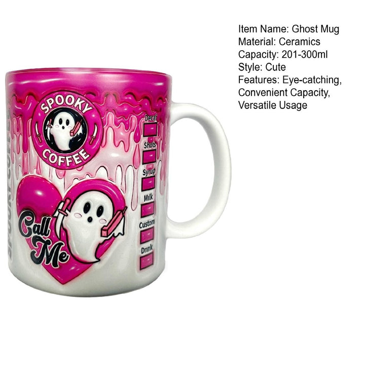 Ghost Coffee Cup Halloween Ceramic Mug 300ml Tea Cup Lightweight Handle Sturdy Reusable Drinking Mug for Halloween Image 12