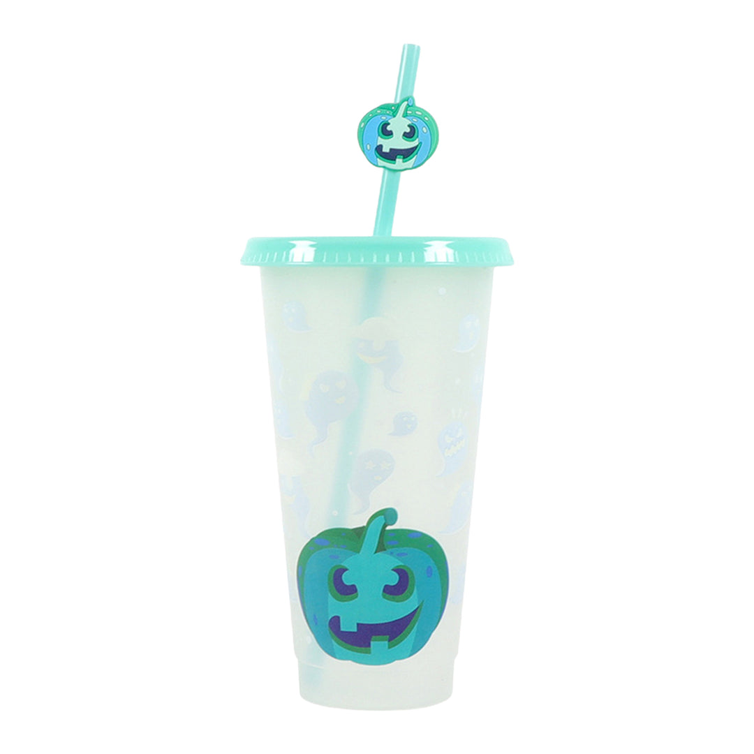 710ML Water Cup with Straws Food-Grade Leak-Proof Lid Magic Color Changing Drop-Resistant Drinking Mug Halloween Gift Image 3