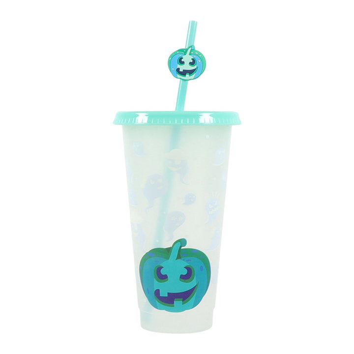 710ML Water Cup with Straws Food-Grade Leak-Proof Lid Magic Color Changing Drop-Resistant Drinking Mug Halloween Gift Image 1