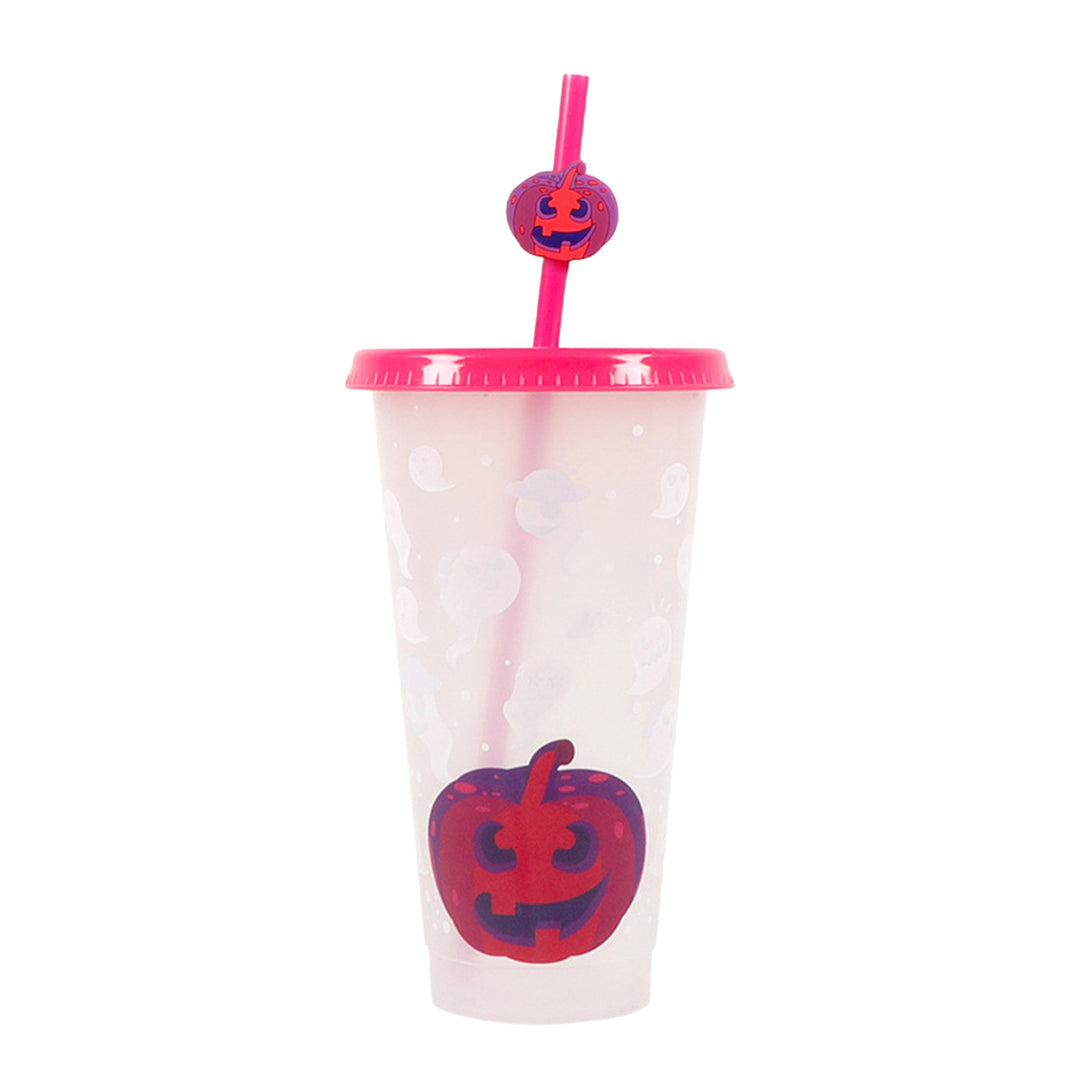 710ML Water Cup with Straws Food-Grade Leak-Proof Lid Magic Color Changing Drop-Resistant Drinking Mug Halloween Gift Image 4