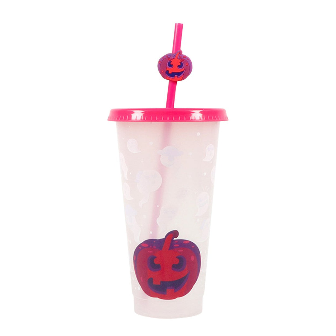 710ML Water Cup with Straws Food-Grade Leak-Proof Lid Magic Color Changing Drop-Resistant Drinking Mug Halloween Gift Image 1