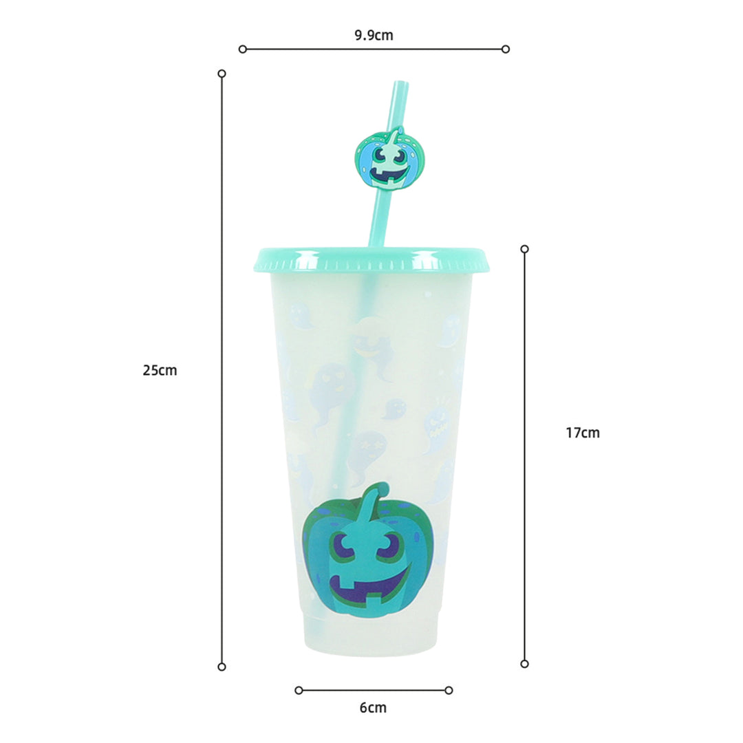 710ML Water Cup with Straws Food-Grade Leak-Proof Lid Magic Color Changing Drop-Resistant Drinking Mug Halloween Gift Image 8