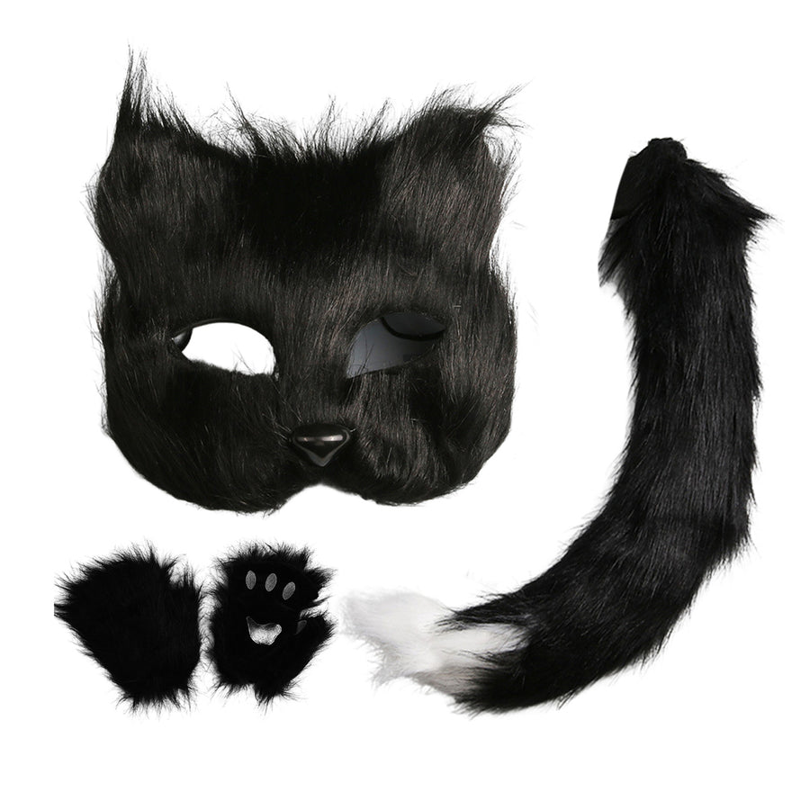 Halloween Fox Face Cushion Cosplay Party Tail Accessory faux Fox Gloves Animal Performance Costume for Masquerade Image 1