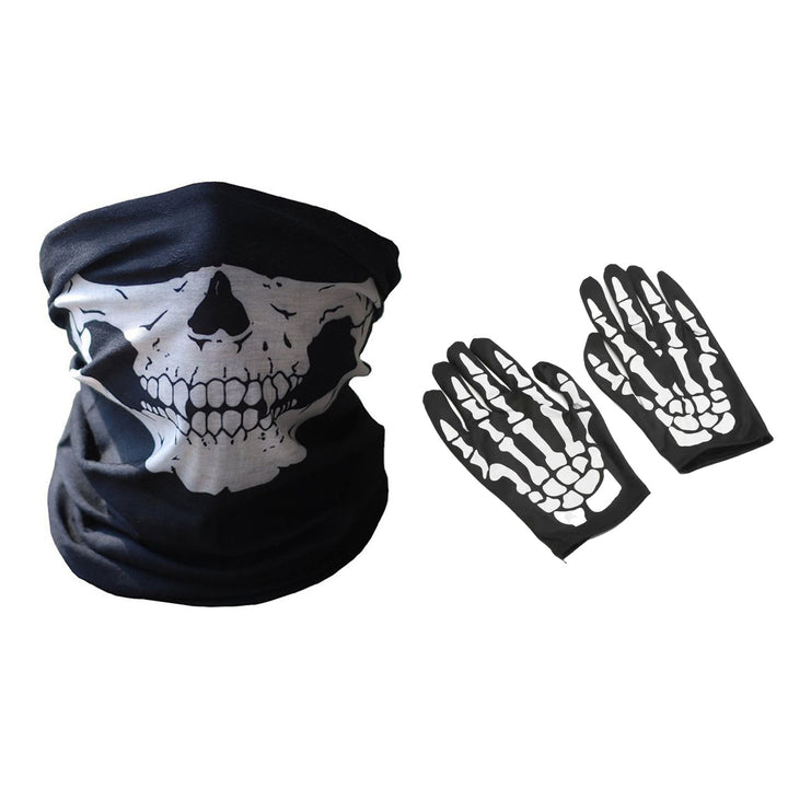 1 Set Halloween Skeleton Gloves Ghost Masque Set Creepy Scary Masque Cosplay Props Masquerade Party Halloween Costume Image 4