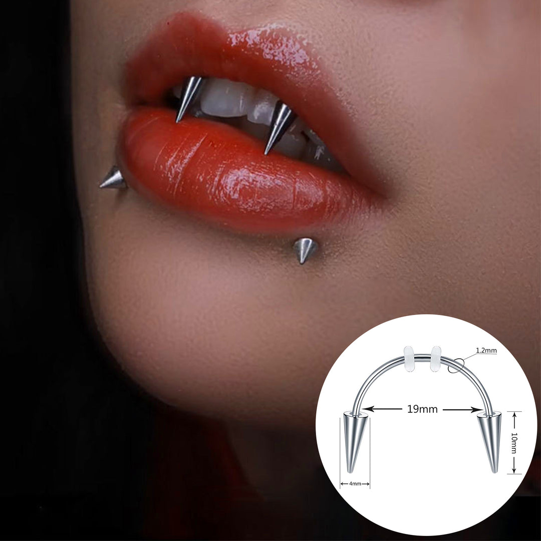 4Pcs Lip Hoop Rings Piercing Jewelry Polished Surface Non-irritation Tiger Teeth Lip Nails Halloween Photo Prop Image 4