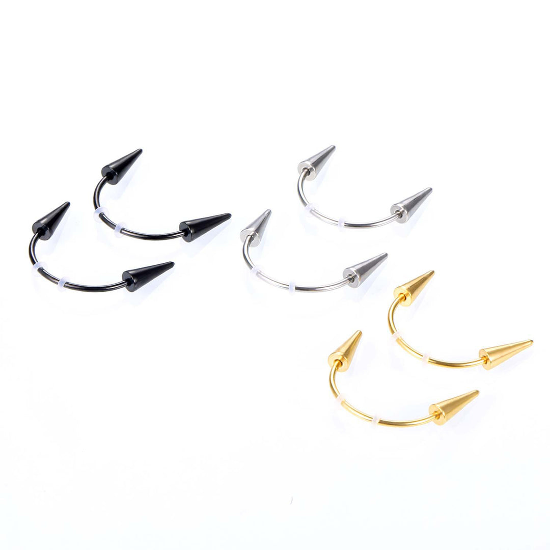 4Pcs Lip Hoop Rings Piercing Jewelry Polished Surface Non-irritation Tiger Teeth Lip Nails Halloween Photo Prop Image 11