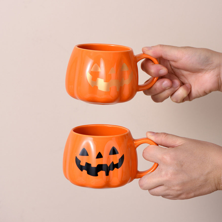 400ML Pumpkin Mug Ceramic Halloween Pumpkin Face Coffee Cup Cute Pumpkin Pattern Mug for Hot Cold Beverages Image 1