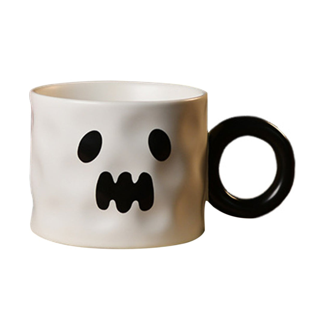 450ml Pumpkin Mug Ceramic Coffee Cup with Spoon Happy Halloween Pattern Spooky Pumpkin Design Microwave Safe Drinkware Image 1