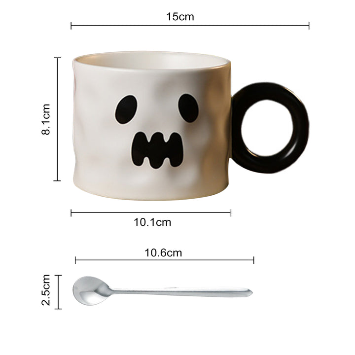 450ml Pumpkin Mug Ceramic Coffee Cup with Spoon Happy Halloween Pattern Spooky Pumpkin Design Microwave Safe Drinkware Image 6