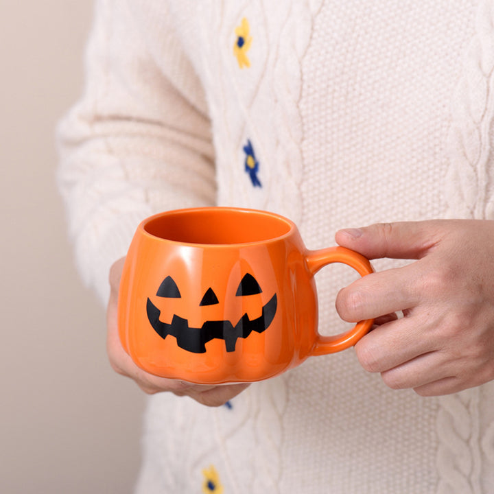 400ML Pumpkin Mug Ceramic Halloween Pumpkin Face Coffee Cup Cute Pumpkin Pattern Mug for Hot Cold Beverages Image 4